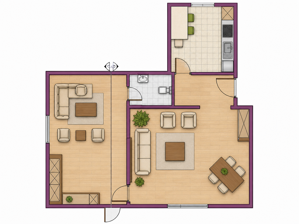 teknık plan 6 — Modern AI mimari render, BentoMesh Keşfet