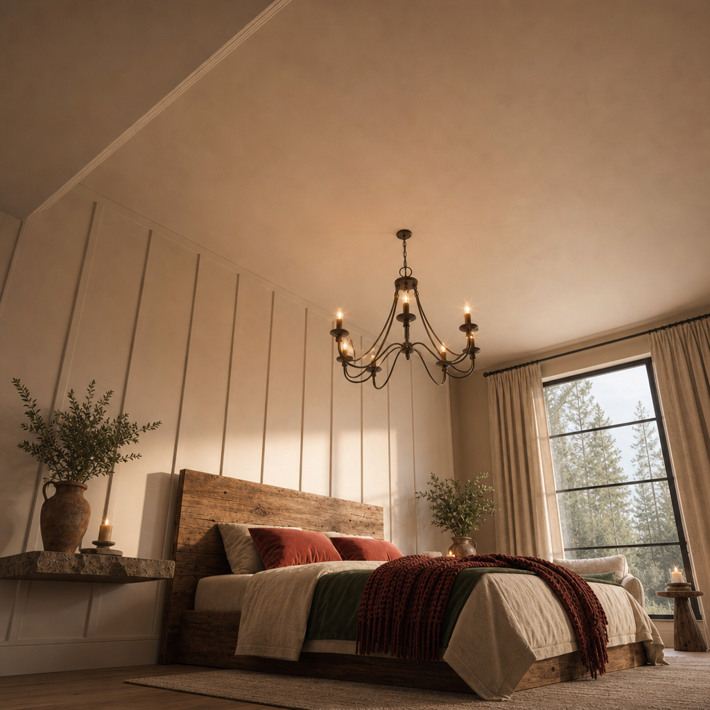yatak odası 12 — Modern yatak odası AI mimari render, BentoMesh Keşfet