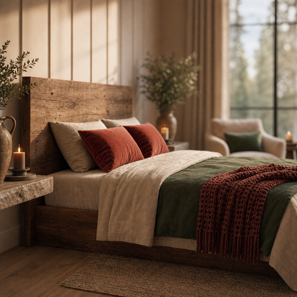 yatak odası 15 — Modern yatak odası AI mimari render, BentoMesh Keşfet