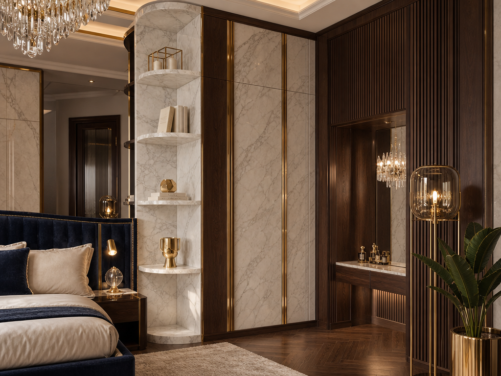Modern yatak odası tasarımı #23 — Çoklu stil karşılaştırma ile AI render — AI mimari render, BentoMesh Keşfet