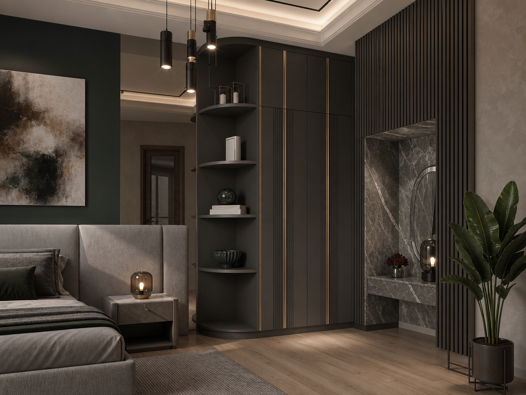 Modern yatak odası tasarımı #15 — Çoklu stil karşılaştırma ile AI render — AI mimari render, BentoMesh Keşfet