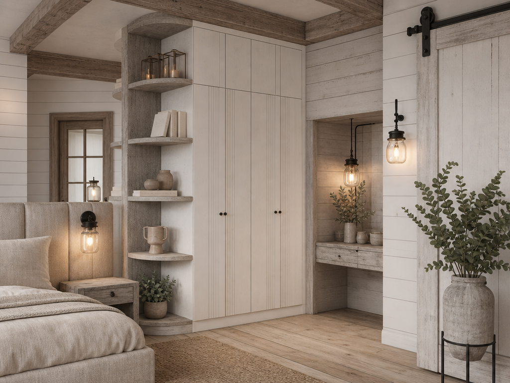 Modern yatak odası tasarımı #9 — Çoklu stil karşılaştırma ile AI render — AI mimari render, BentoMesh Keşfet