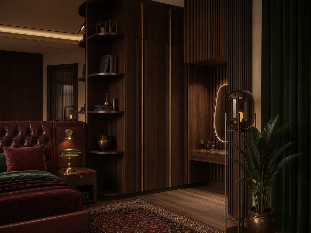 Modern yatak odası tasarımı #6 — Çoklu stil karşılaştırma ile AI render — AI mimari render, BentoMesh Keşfet